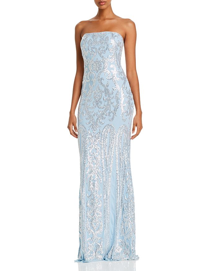Aqua Strapless Sequin Gown - 100% Exclusive In Pale Blue