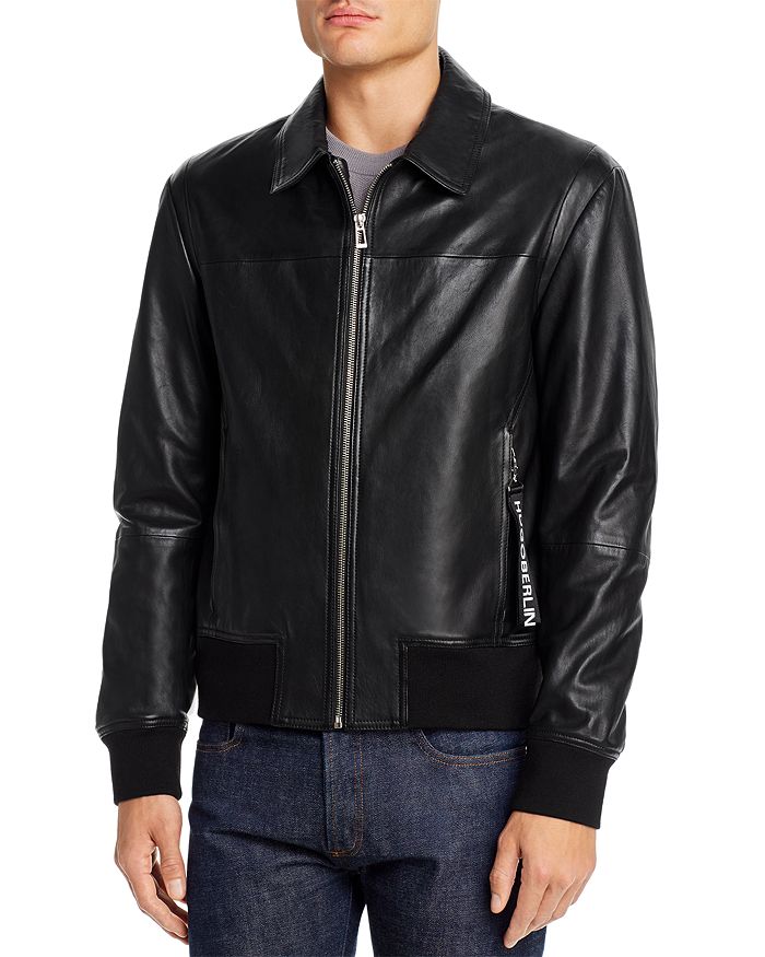 HUGO Lowes Leather Slim Fit Jacket | Bloomingdale's