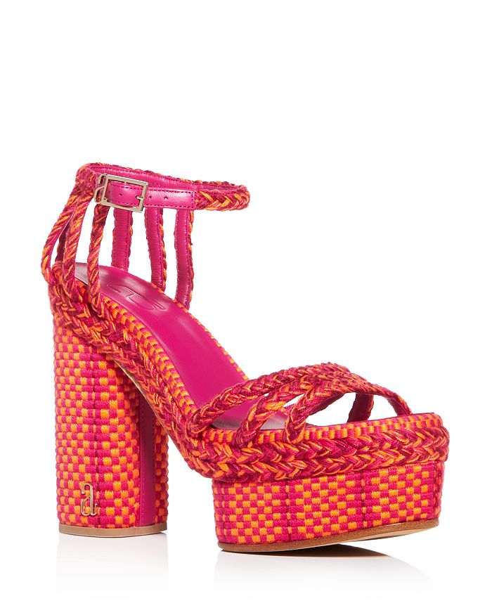 Antolina Women's Erika 130 Woven High Block-heel Platform Sandals In Lipstick