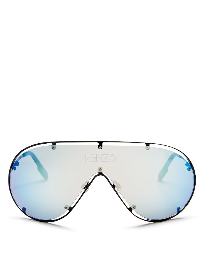 Kenzo Women's Shield Sunglasses, 170mm In White/blue Mirror