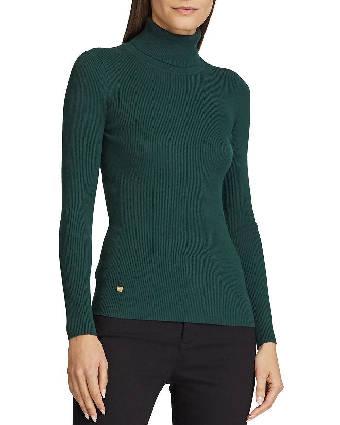 Ralph Lauren Lauren  Ribbed Turtleneck Sweater In Green