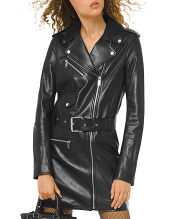 MICHAEL Michael Kors Leather Moto Dress | Bloomingdale's