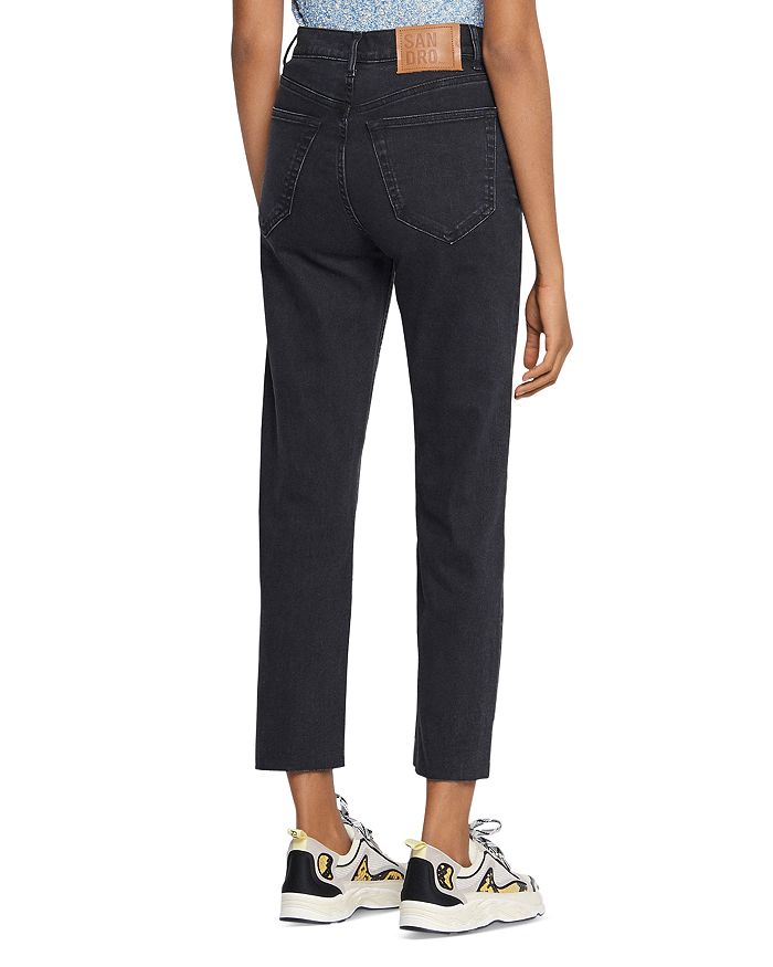 Shop Sandro Jayn High-rise Straight Ankle Jeans In Black
