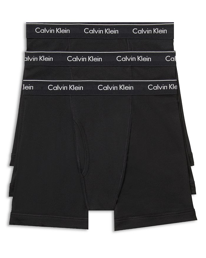 Shop Calvin Klein Cotton Boxer Briefs, Pack Of 3 In Gray/black/white