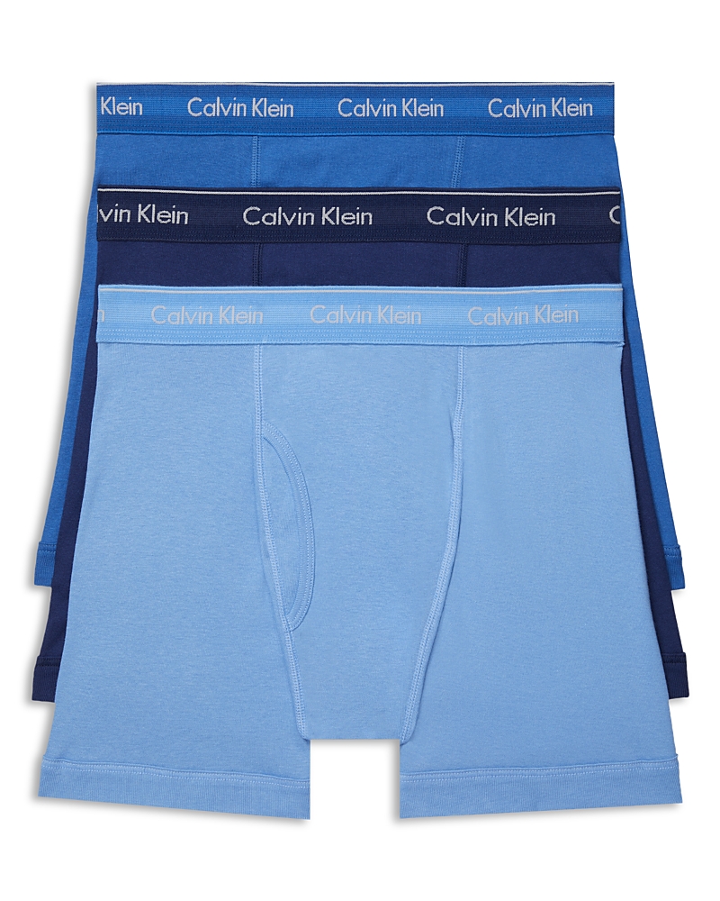 Calvin Klein Men's 3-pack Cotton Classics Boxer Briefs Underwear In Blue/light Blue/navy