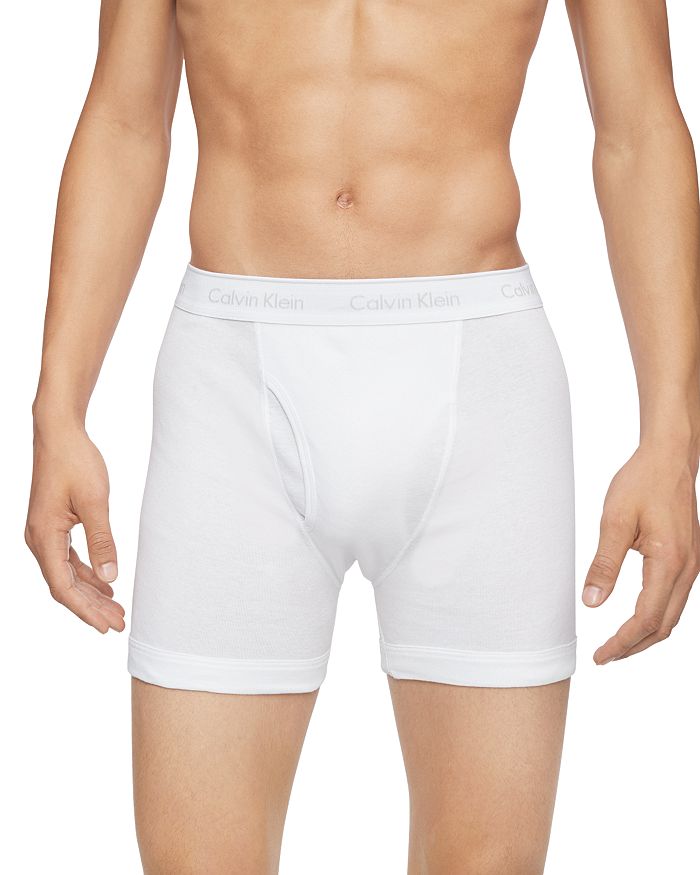 Shop Calvin Klein Cotton Boxer Briefs, Pack Of 3 In White