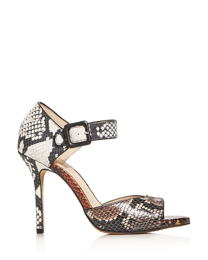 VINCE CAMUTO WOMEN'S SESSEN MIXED SNAKE-EMBOSSED HIGH-HEEL SANDALS