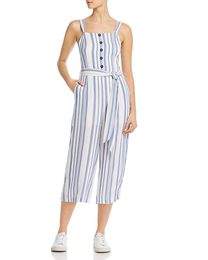 Lost And Wander Lost + Wander Laguna Fever Striped Wide-leg Jumpsuit In Blue/white
