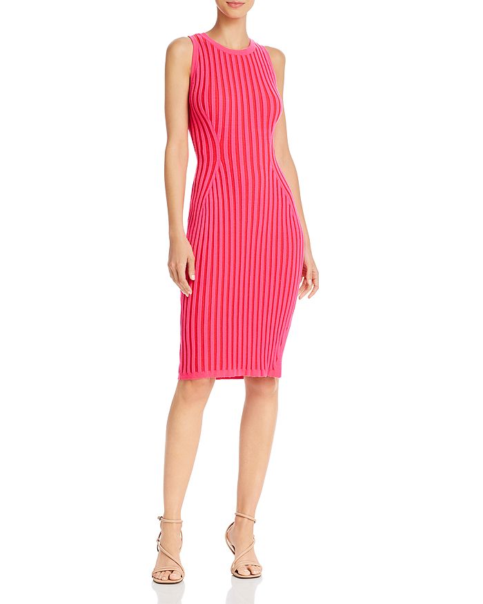 Milly Ribbed-knit Bodycon Dress In Pink