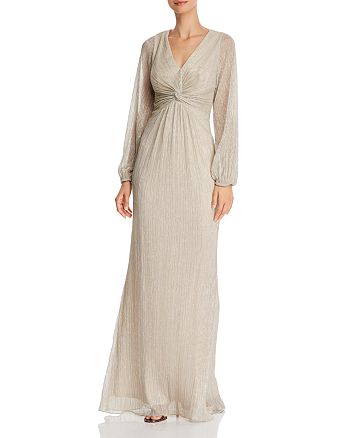 Adrianna Papell Metallic Twist-Front Gown | Bloomingdale's
