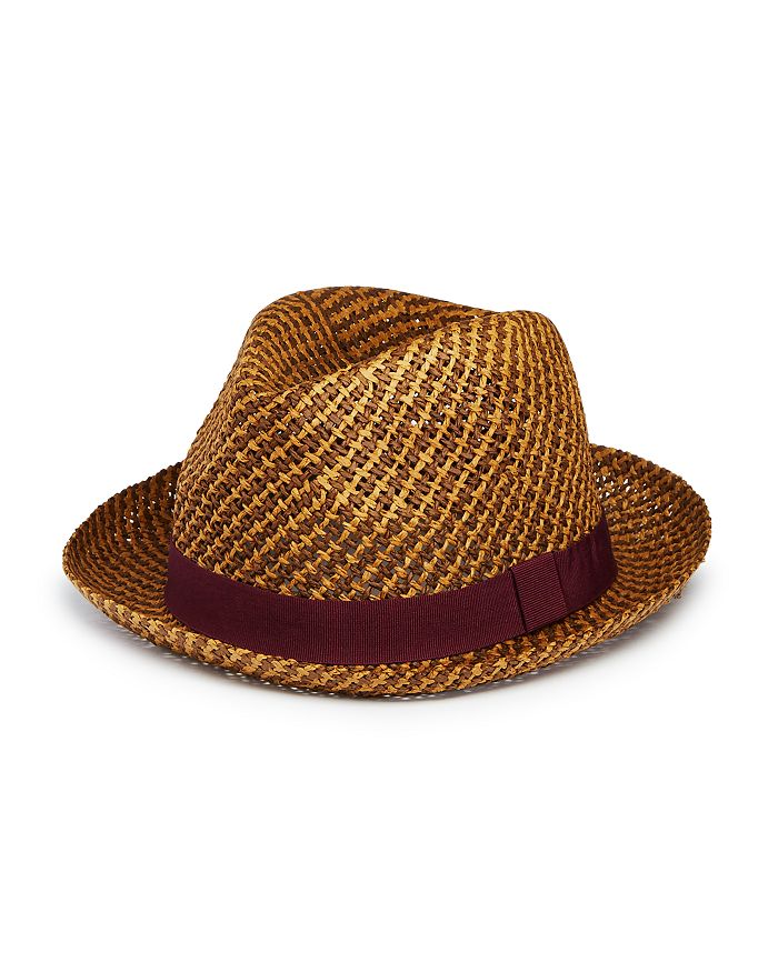Paul Smith Woven Trilby Hat In Brown / Light Brown