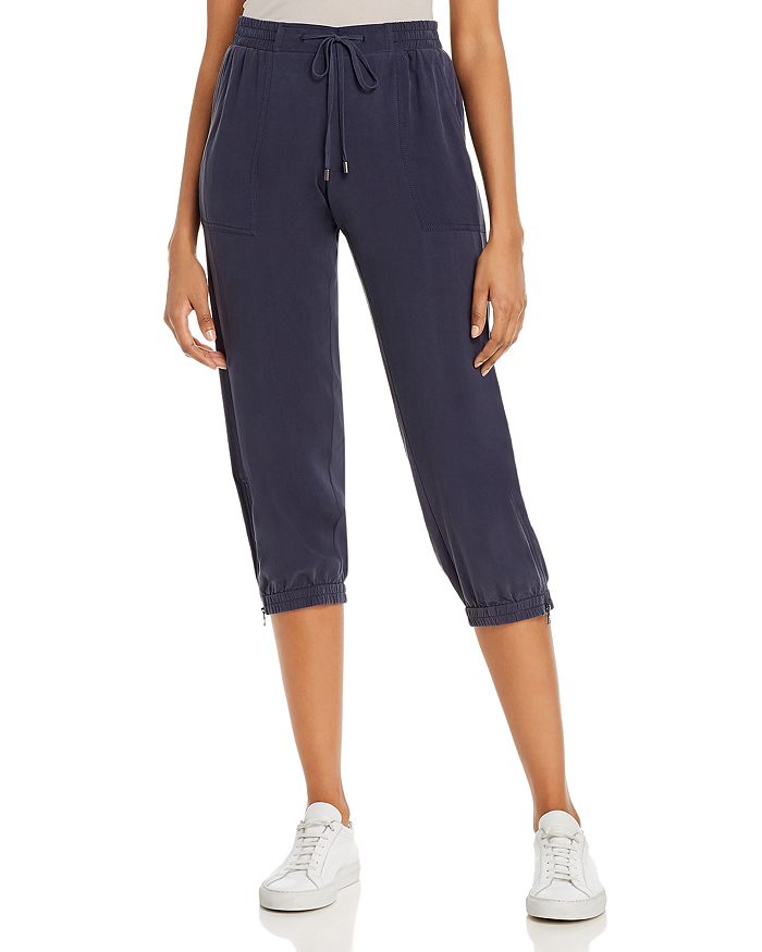 Go By Go Silk Cropped Jogger Pants In Midnight