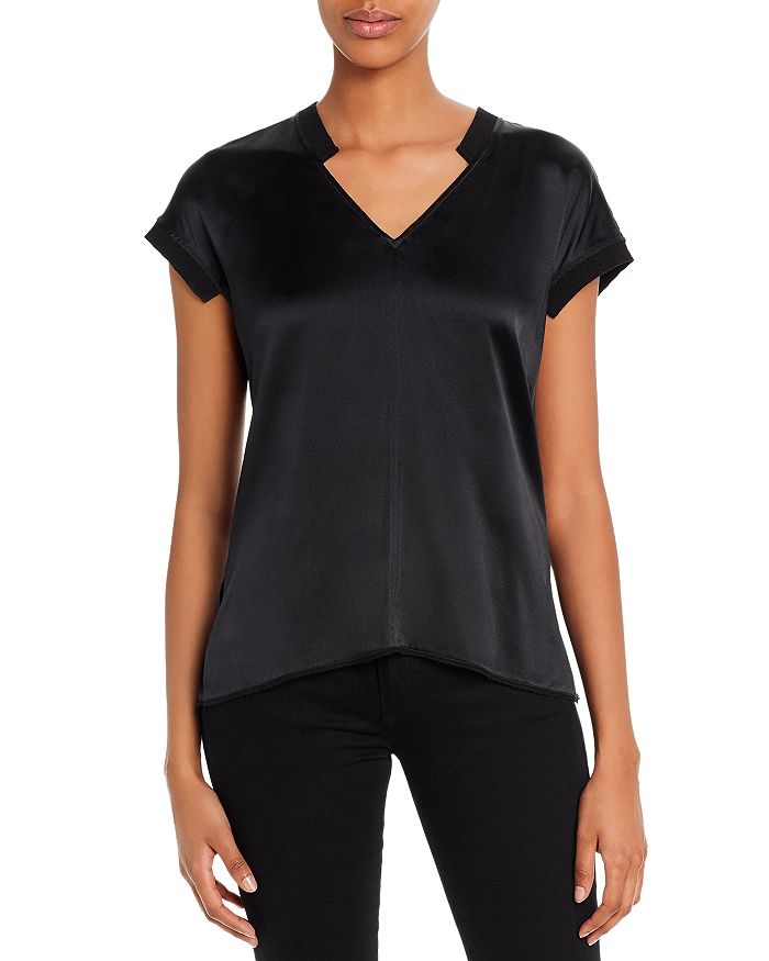 Go By Go Silk Mixed-texture Tee In Washed Black