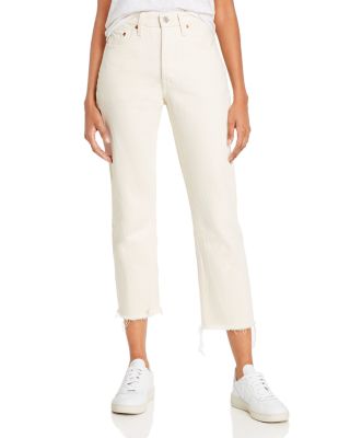 levi's cropped white jeans