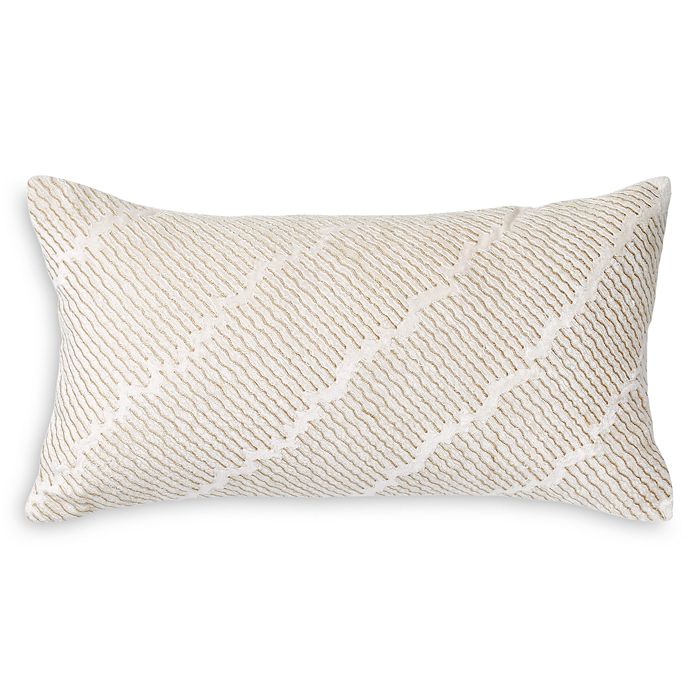 Donna Karan Seduction Collection Embroidered Decorative Pillow, 11 X 22 In Ivory
