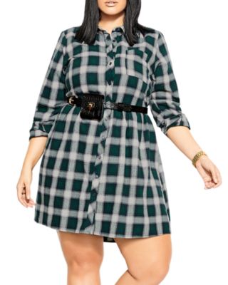 City Chic Plus Plaid Shirt Dress | Bloomingdale's Women Plus Size Clothing