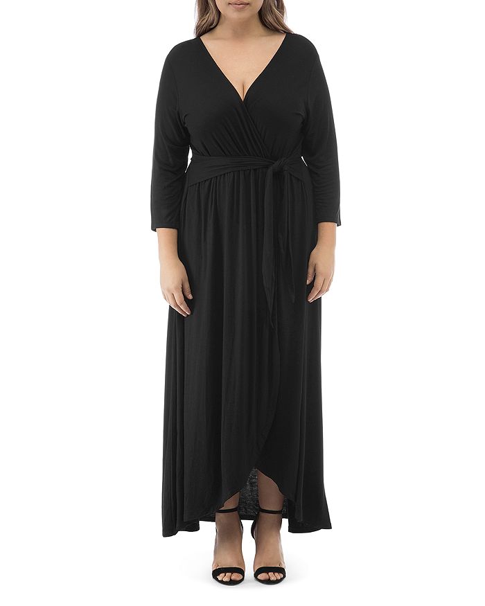 B Collection By Bobeau Curvy Lea Faux-wrap Maxi Dress In Black