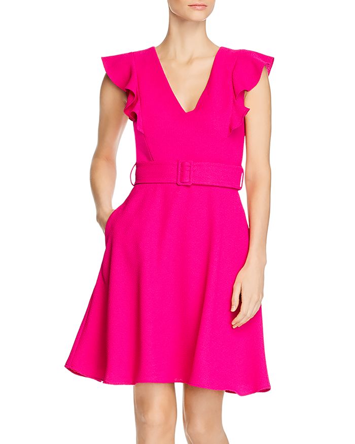 Black halo hailey shop belted dress