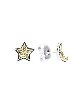 LAGOS - 18K Gold & Sterling Silver Caviar Moon & Star Stud Earrings