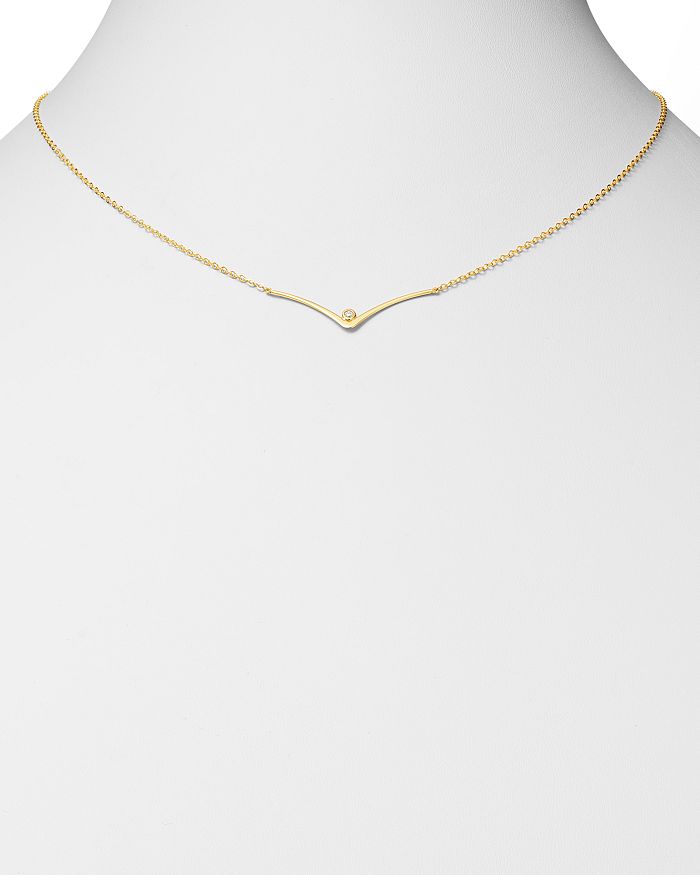 Shop Moon & Meadow Diamond Curbed V Station Necklace In 14k Yellow Gold, 18 - 100% Exclusive In White/gold