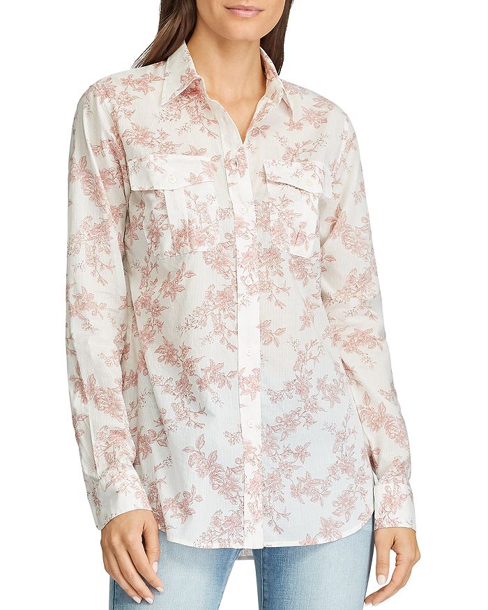 Ralph Lauren Lauren Floral Print Shirt In Red Multi Modesens