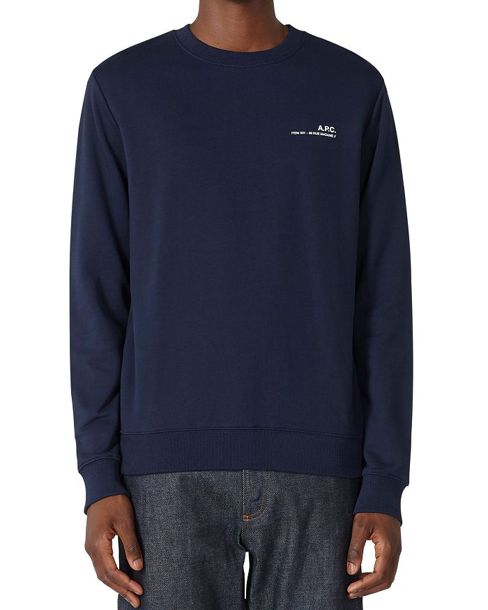 Apc A.p.c. Amir Cotton Crew-neck Sweater In Dark Navy