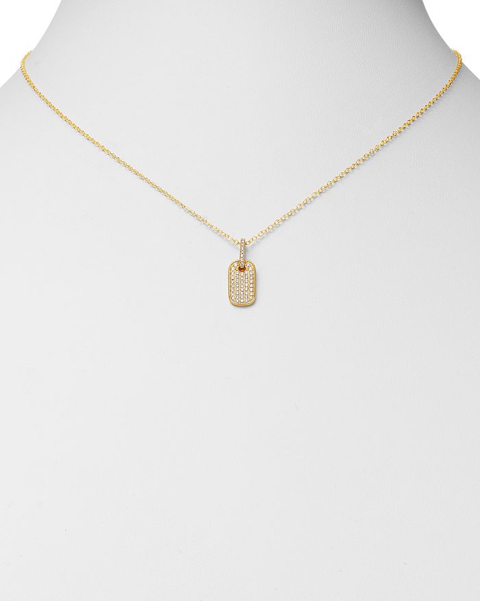 Shop Bloomingdale's Diamond Dog Tag Pendant Necklace In 14k Yellow Gold, 0.25 Ct. T.w. - 100% Exclusive In White/gold