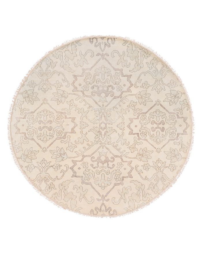 Surya Hillcrest Hil-9040 Round Area Rug, 8' Round In Light Gray/camel/taupe
