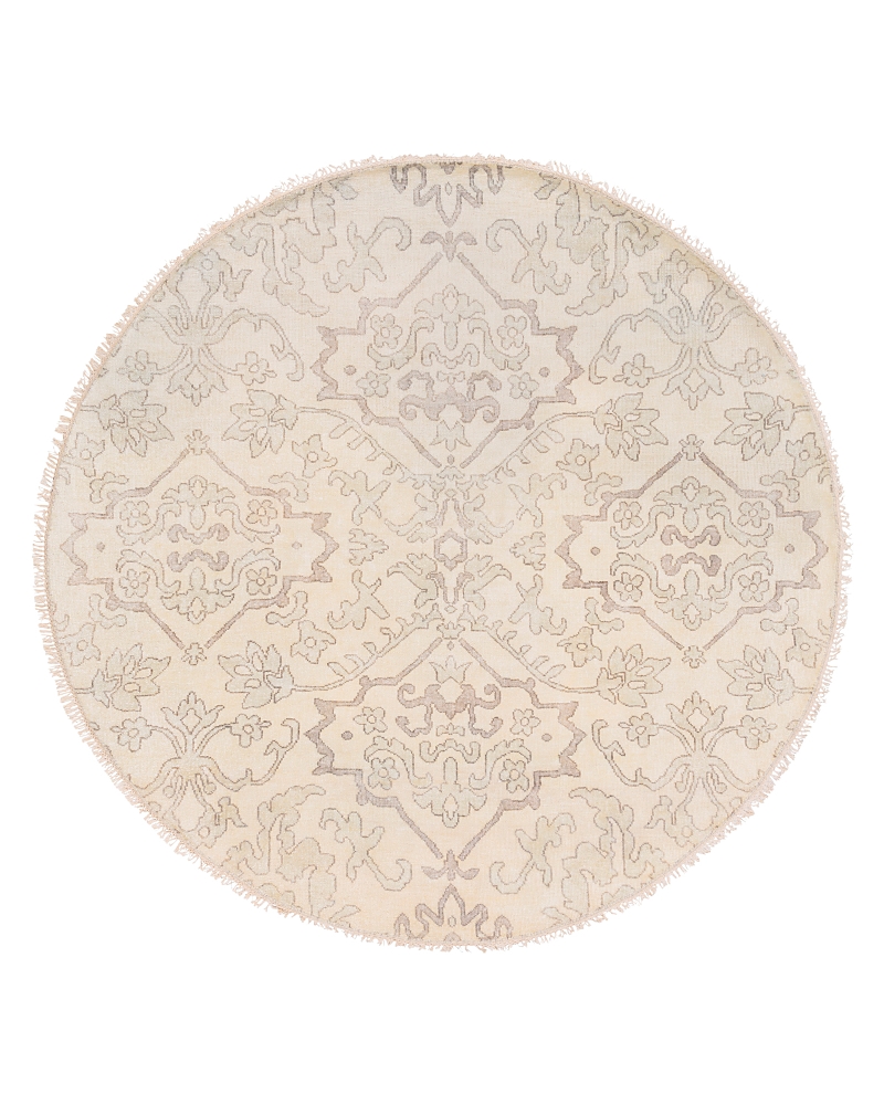 Surya Hillcrest Hil-9040 Round Area Rug, 8' Round In Light Gray/camel/taupe