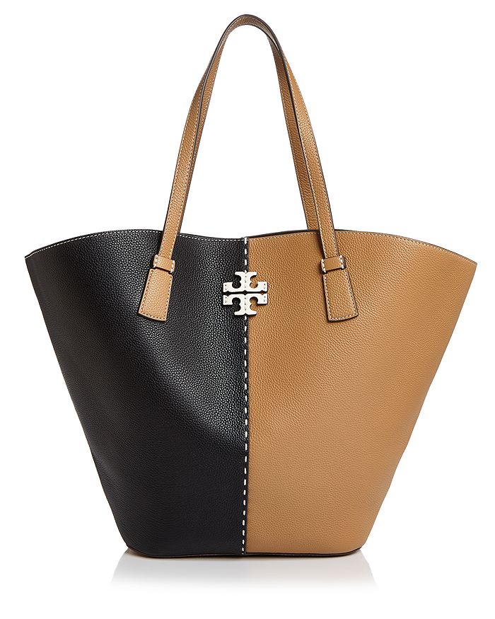 TORY BURCH MCGRAW COLOR-BLOCK LEATHER EXTRA LARGE SHOPPER TOTE,63960