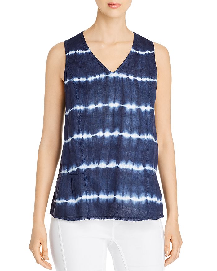 Xcvi Holti Printed Tank Top In Sonorous Wash: Admiral