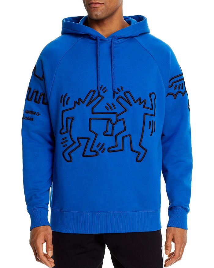 Etudes Studio Études X Keith Haring Graphic-embroidery Cotton-jersey Hoody In Blue