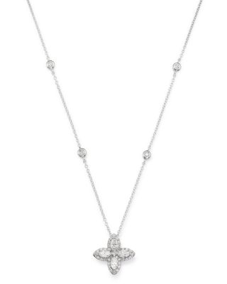 Bloomingdale's Fine Collection - Diamond Marquis Flower Pendant Necklace in 14K White Gold, 0.50 tcw