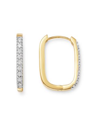 Diamond Square Hoop Earrings in 14K Yellow Gold - Exclusive