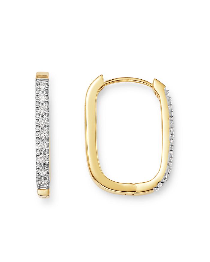 Shop Bloomingdale's Diamond Square Hoop Earrings In 14k Yellow Gold - 100% Exclusive In White/gold