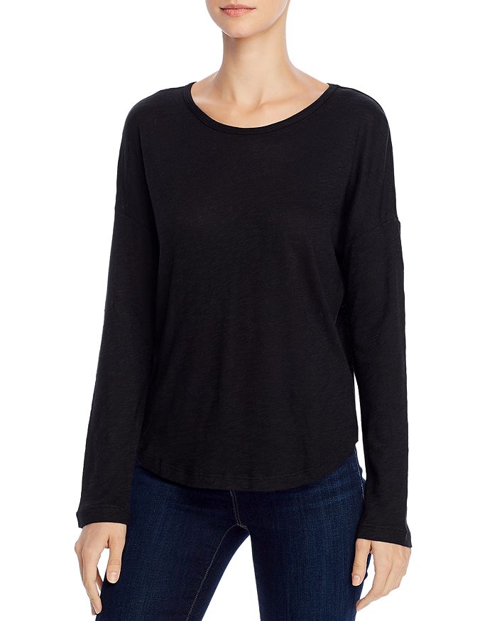 Splendid Zander Easy Slub Long-sleeve Crewneck Tee In Black