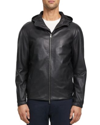 Theory Sanford Leather Regular Fit Jacket | Bloomingdale's