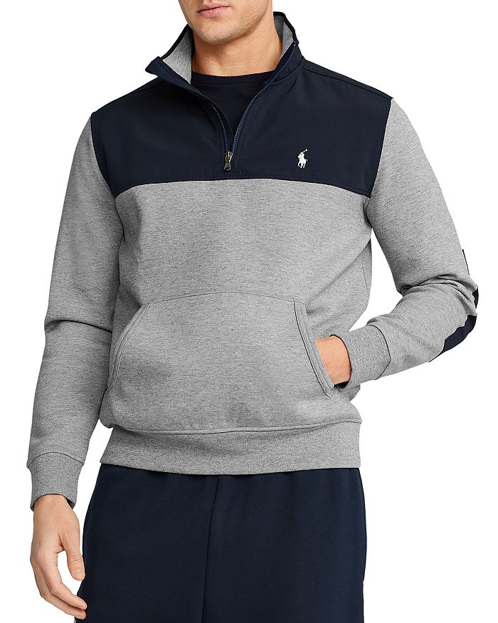 Polo Ralph Lauren Hybrid Colorblocked Half-zip Sweatshirt In Gray 