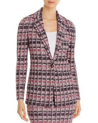 St. John Monarch Textured Tweed Knit Notch-Collar Jacket