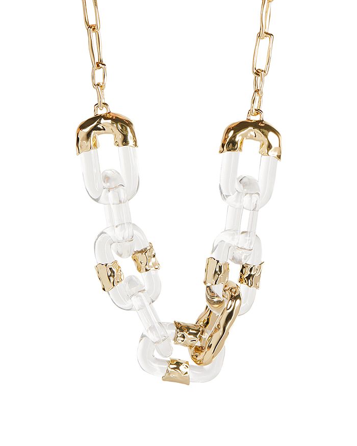 ALEXIS BITTAR LUCITE & CRUMPLED CHAIN LINK STATEMENT NECKLACE, 23.5,AB0SN003000