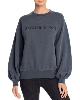 Anine Bing Esme Cotton Word Logo Sweatshirt Bloomingdale s