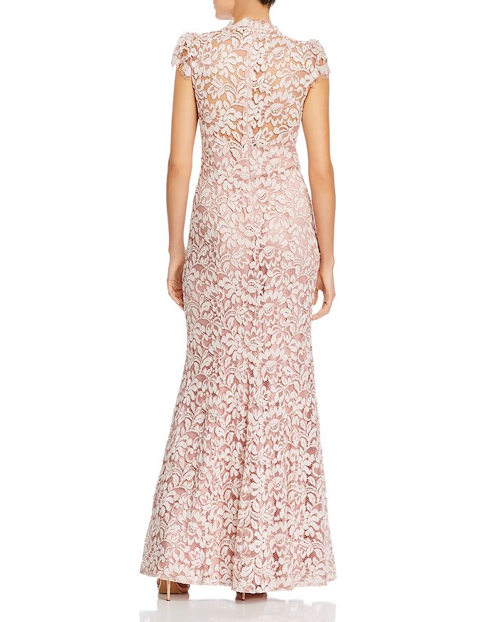 eliza j embroidered lace trumpet gown