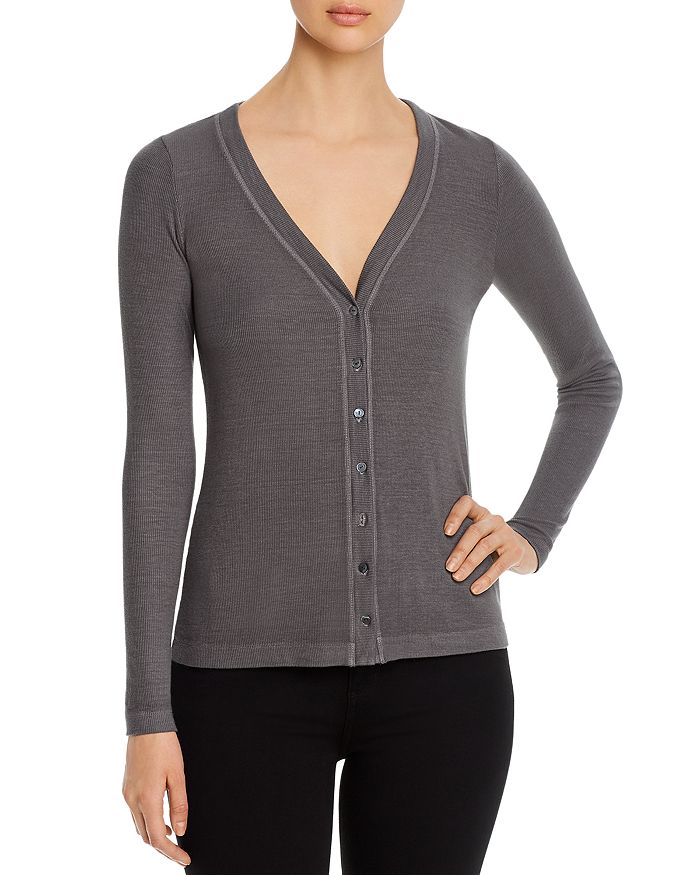 Dolan Ribbed Cardigan In Charcoal
