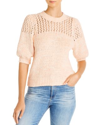 Joie Una Open-Knit Puff-Sleeve Sweater 