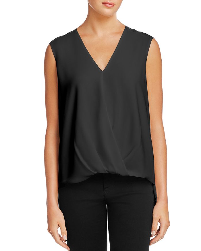 Bailey44 Sleeveless Faux-leather Trim Top In Black