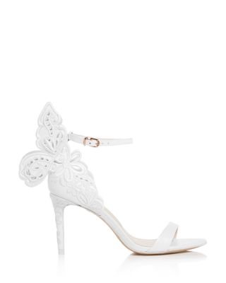 white butterfly heels
