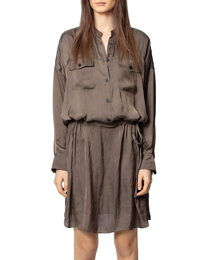ZADIG & VOLTAIRE BUTTON-UP LONG-SLEEVE DRESS,SJCP0413F