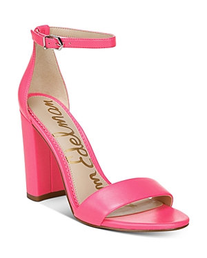 Sam Edelman Yaro Ankle Strap Block Heel Sandals In Electric Pink