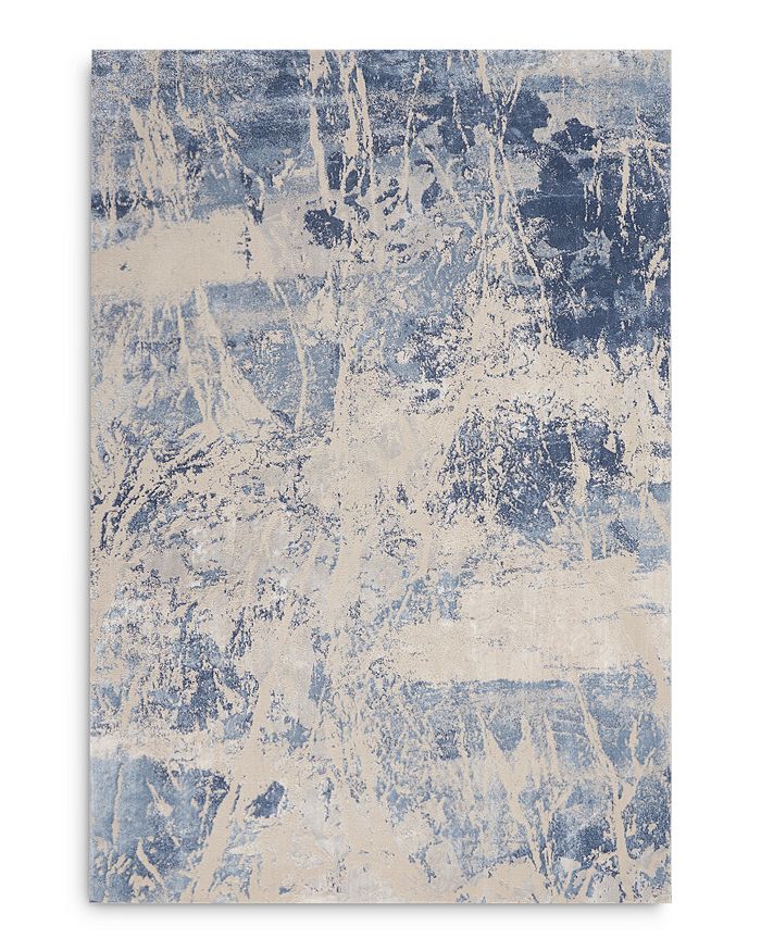 Nourison Silky Textures Sly02 Area Rug, 5'3 X 7'3 In Blue/cream