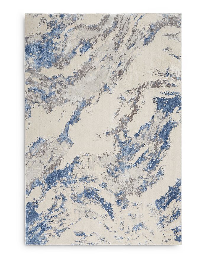 Nourison Silky Textures Sly03 Area Rug, 3'11 X 5'11 In Blue/ivory